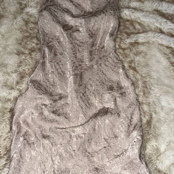 Express Neutral Cowl Neck Satin Midi Dress | Sz XS - Picture 2 of 4